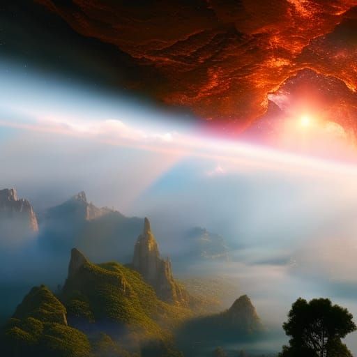 Heavenly Portal: Divine Light and Ethereal Clouds
