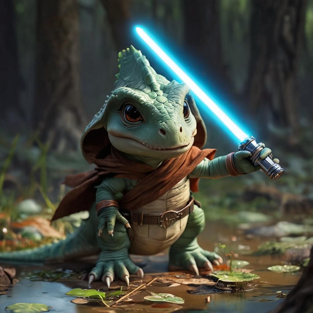 Ancient Warrior Dinosaur in Prehistoric Swamp