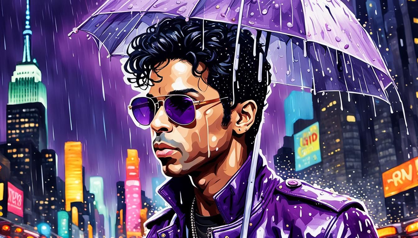 Prince in Purple: A Pop Art Portrait in Watercolor