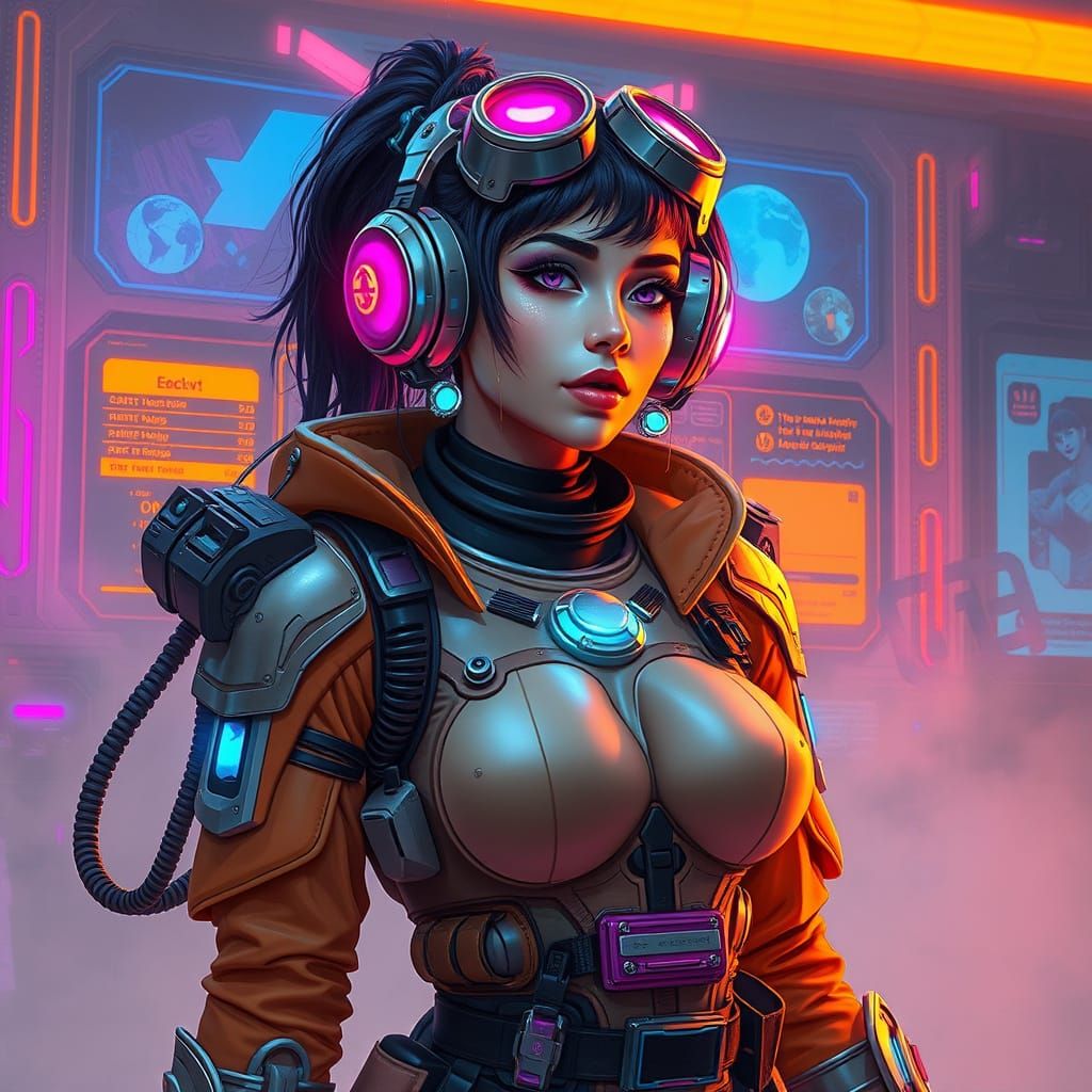 Mystical Woman in Futuristic Sci-Fi Setting