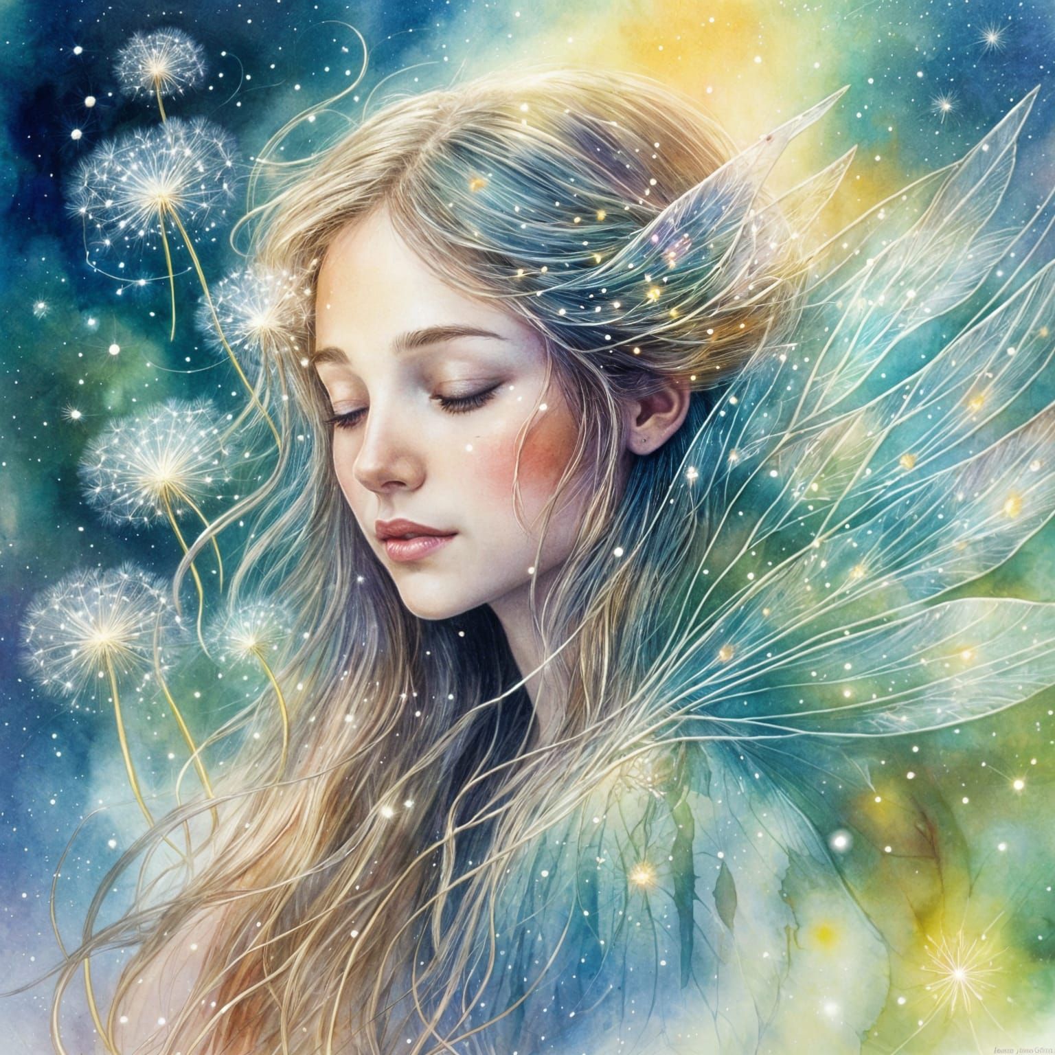 Dreamscape Fairy in Watercolor Style