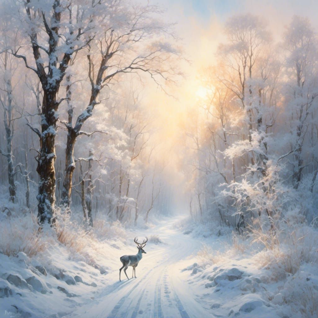 Icy Archway: Winter Wonderland Landscape Painting
