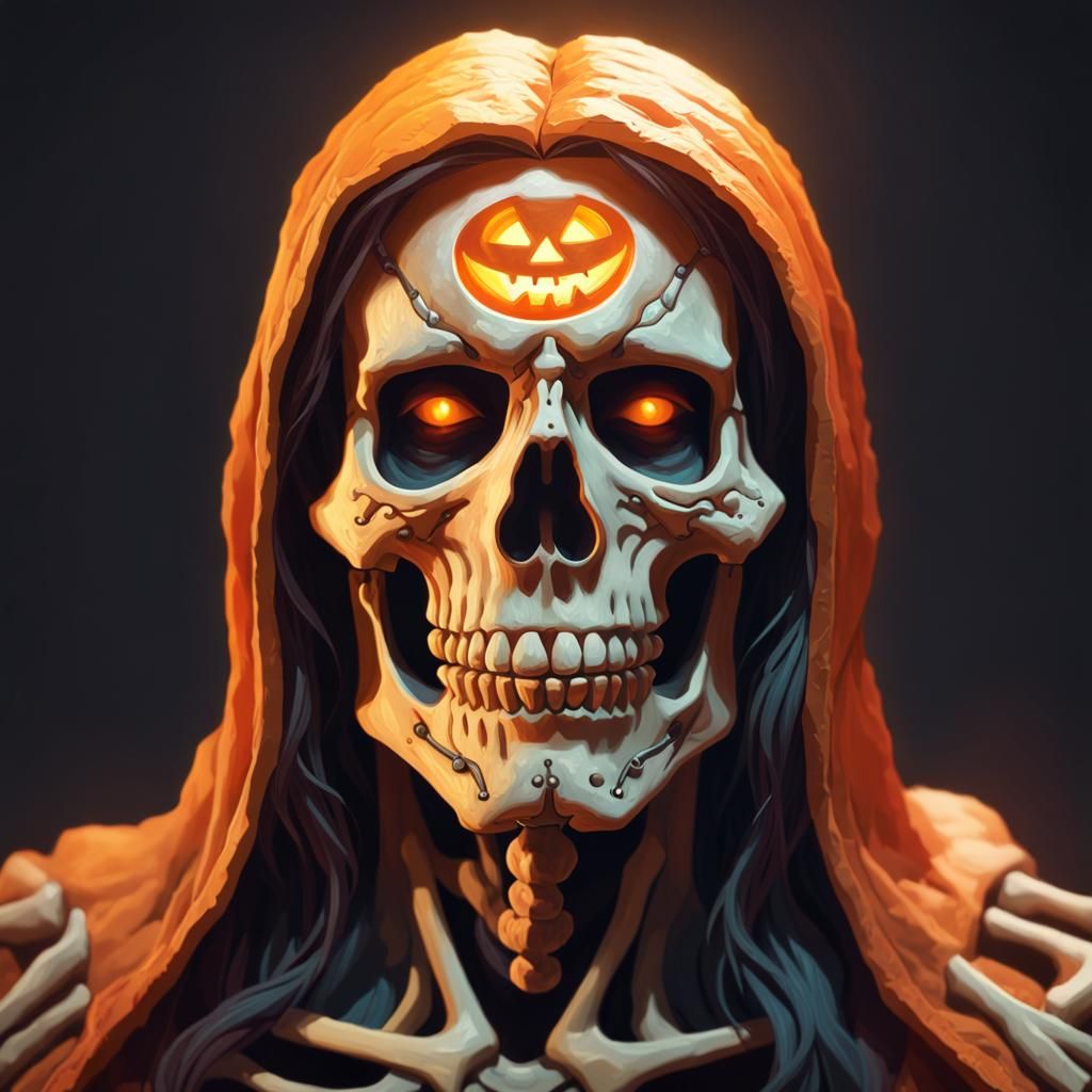 Halloween skeleton Jesus jack-o-lantern