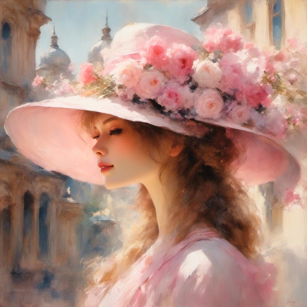 Elegant Rococo Portrait of Woman in Garden