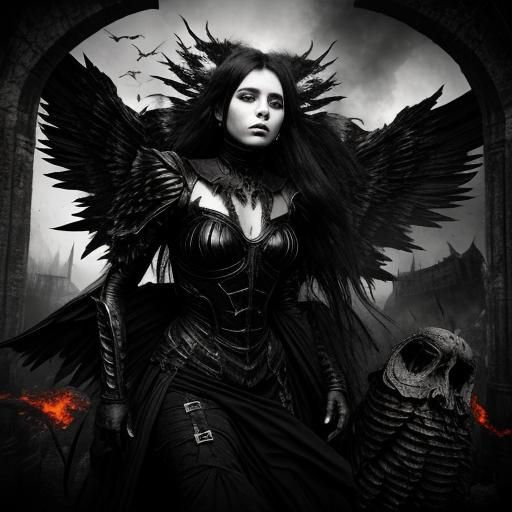 Fallen Angel of Apocalyptic Revenge in Giger Style