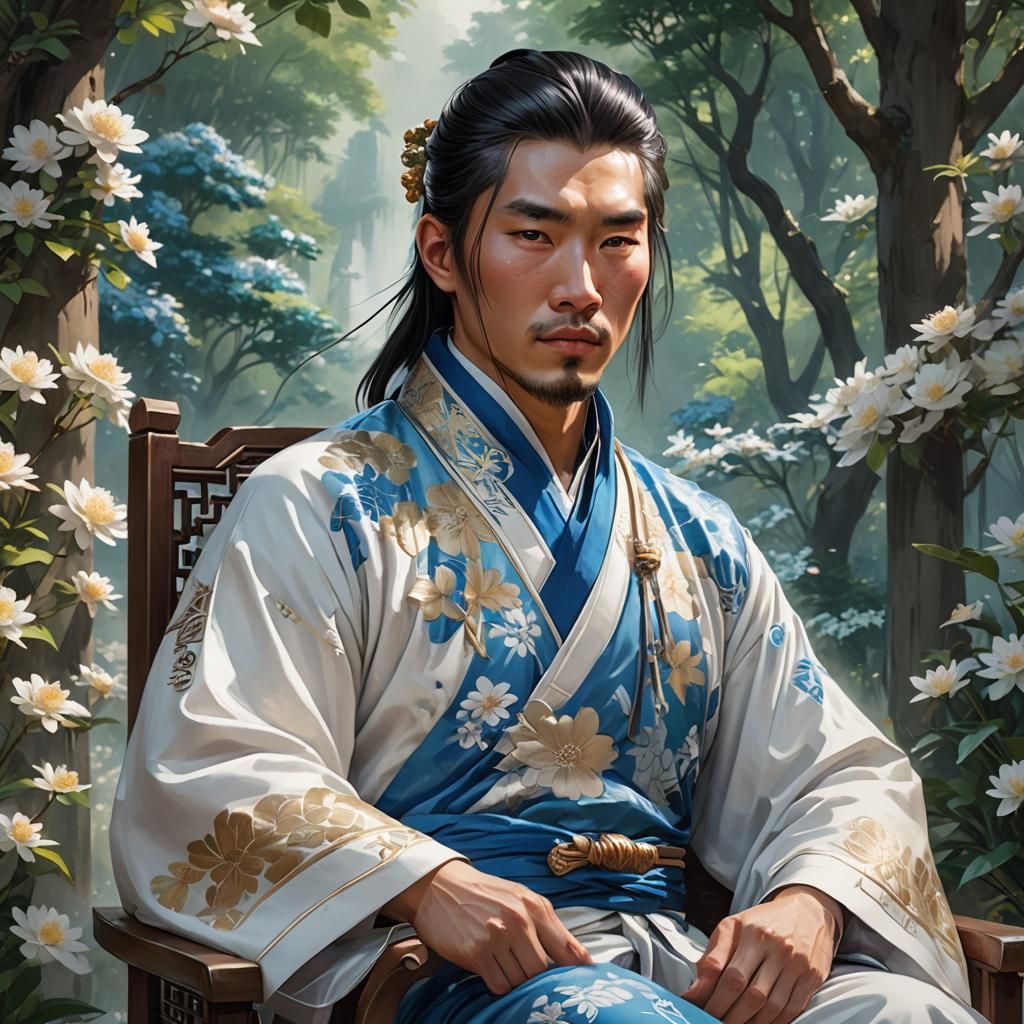Handsome Man in Traditional Dress, Hyperdetailed Portrait