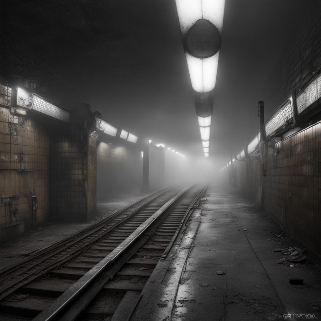 Sinister Abandoned Subway Station in Fog