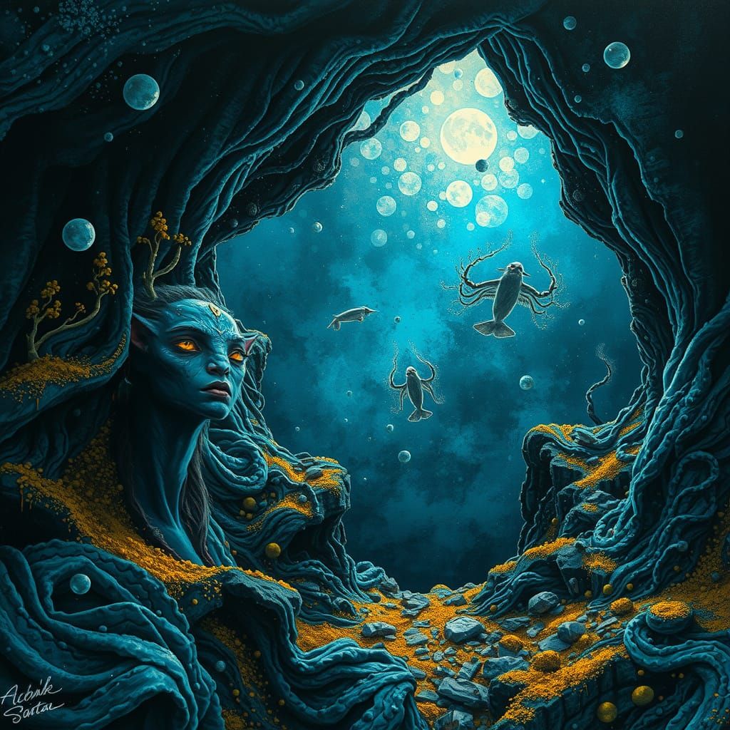 Vibrant Underground Sea Alcohol Ink Avatar