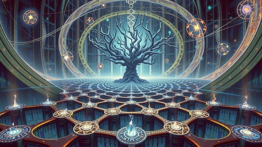 The Cosmic Tree of Life in Vibrant Digital Art