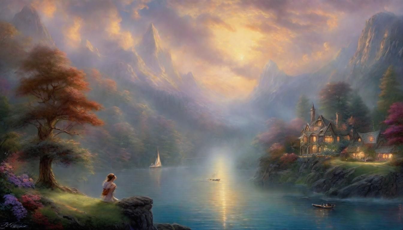 Ethereal Woman in Misty Fantasy Landscape