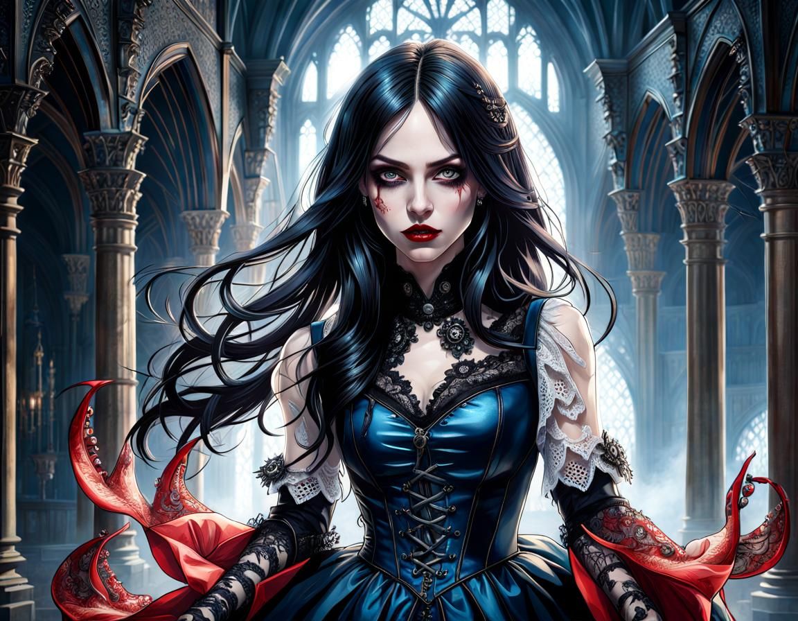 Detailed Oil Painting of a Gothic Vampire
