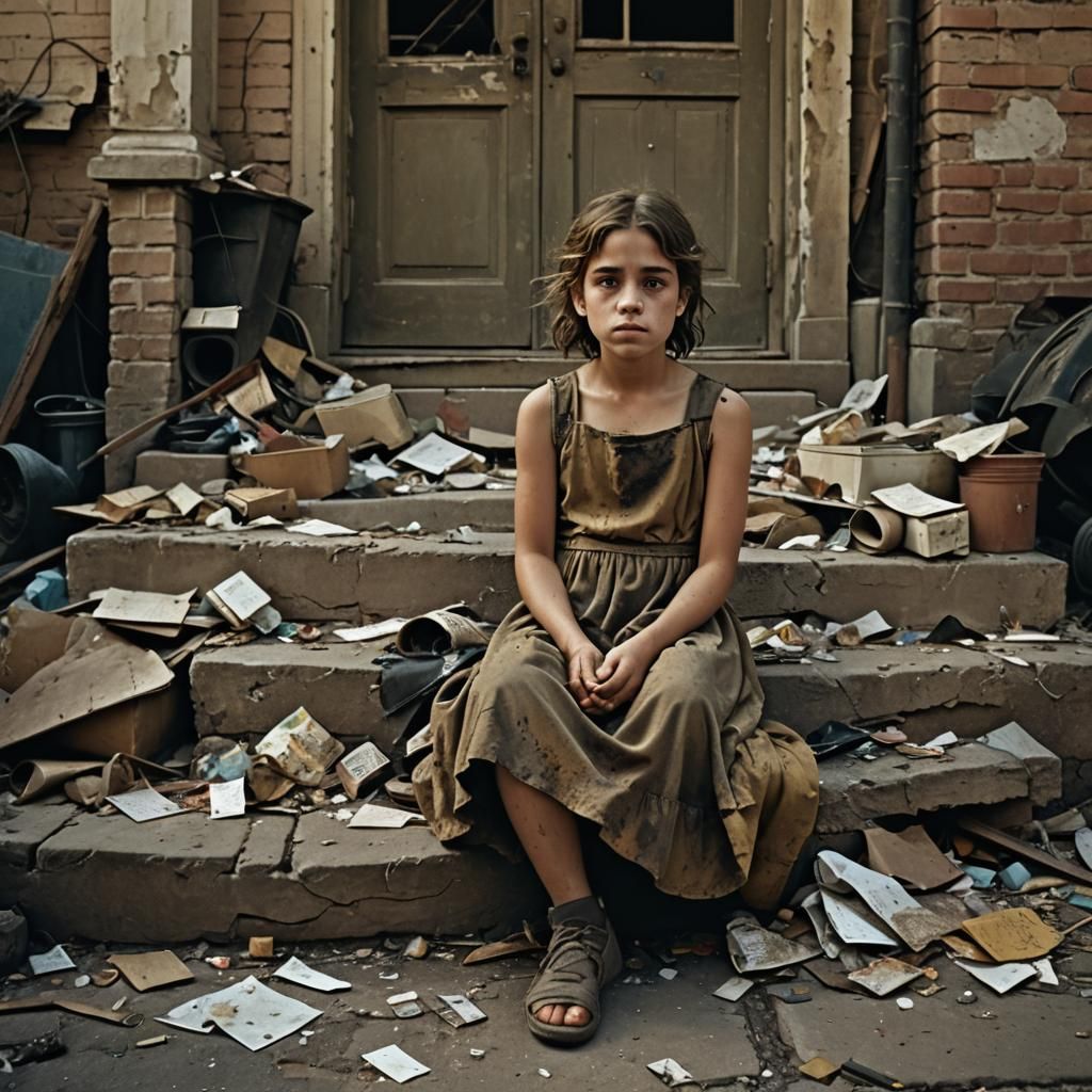 Girl in Poverty: Cinematic Realism Film Still