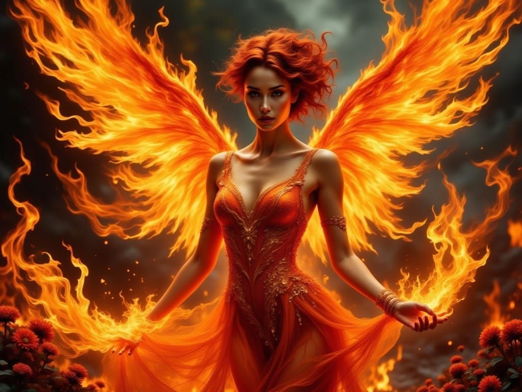 Fiery Angel in a Luminous Garden