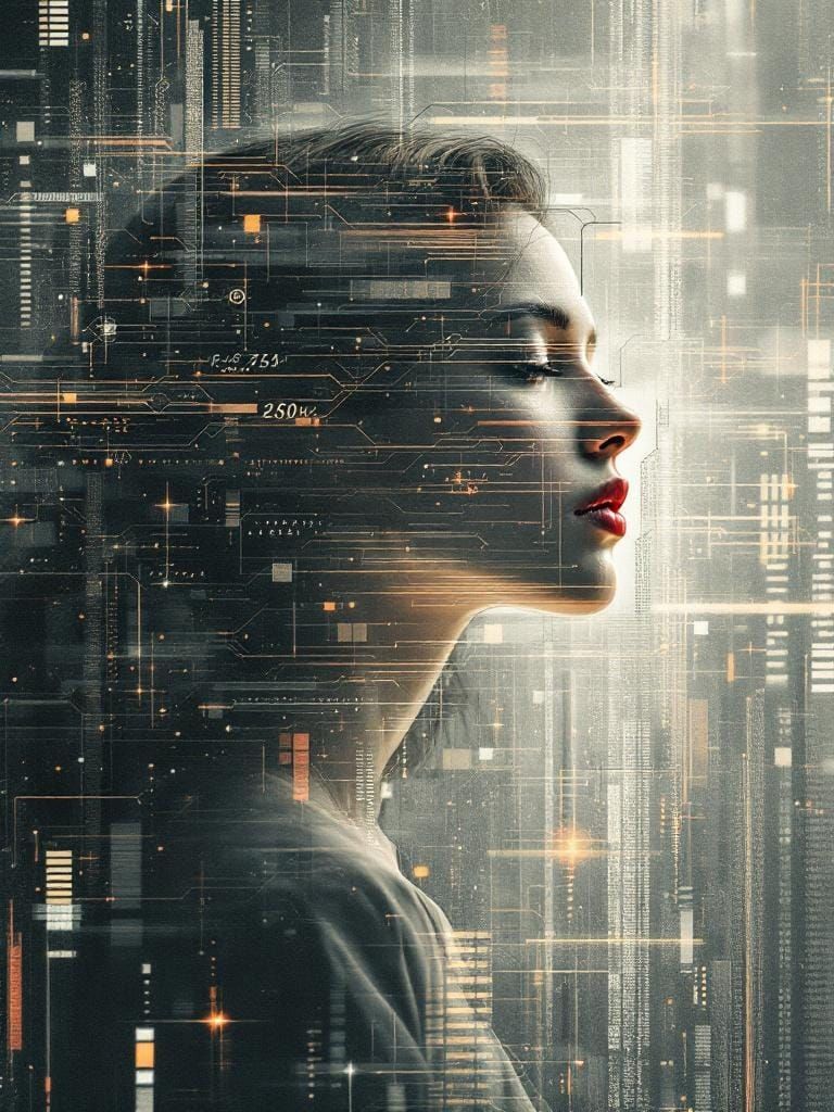 Glitch Art Fusion: Digital Artifacts and Fractal Reality