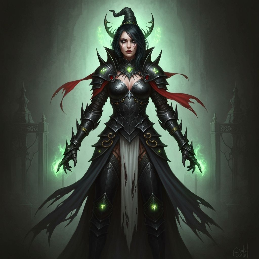 Dark Fantasy Witch Aristocrat in Arcane Armor