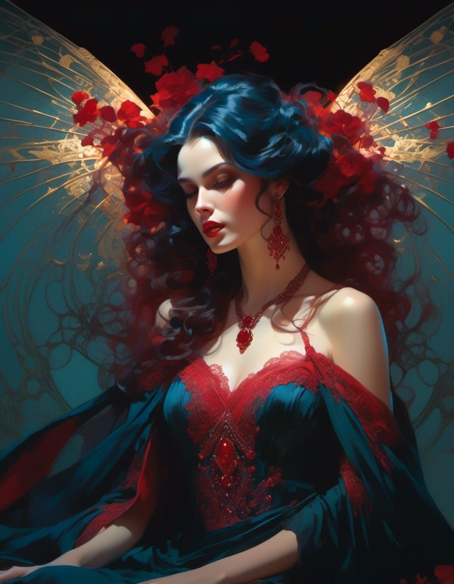 Vampire Woman Portrait in Hyperrealistic Style