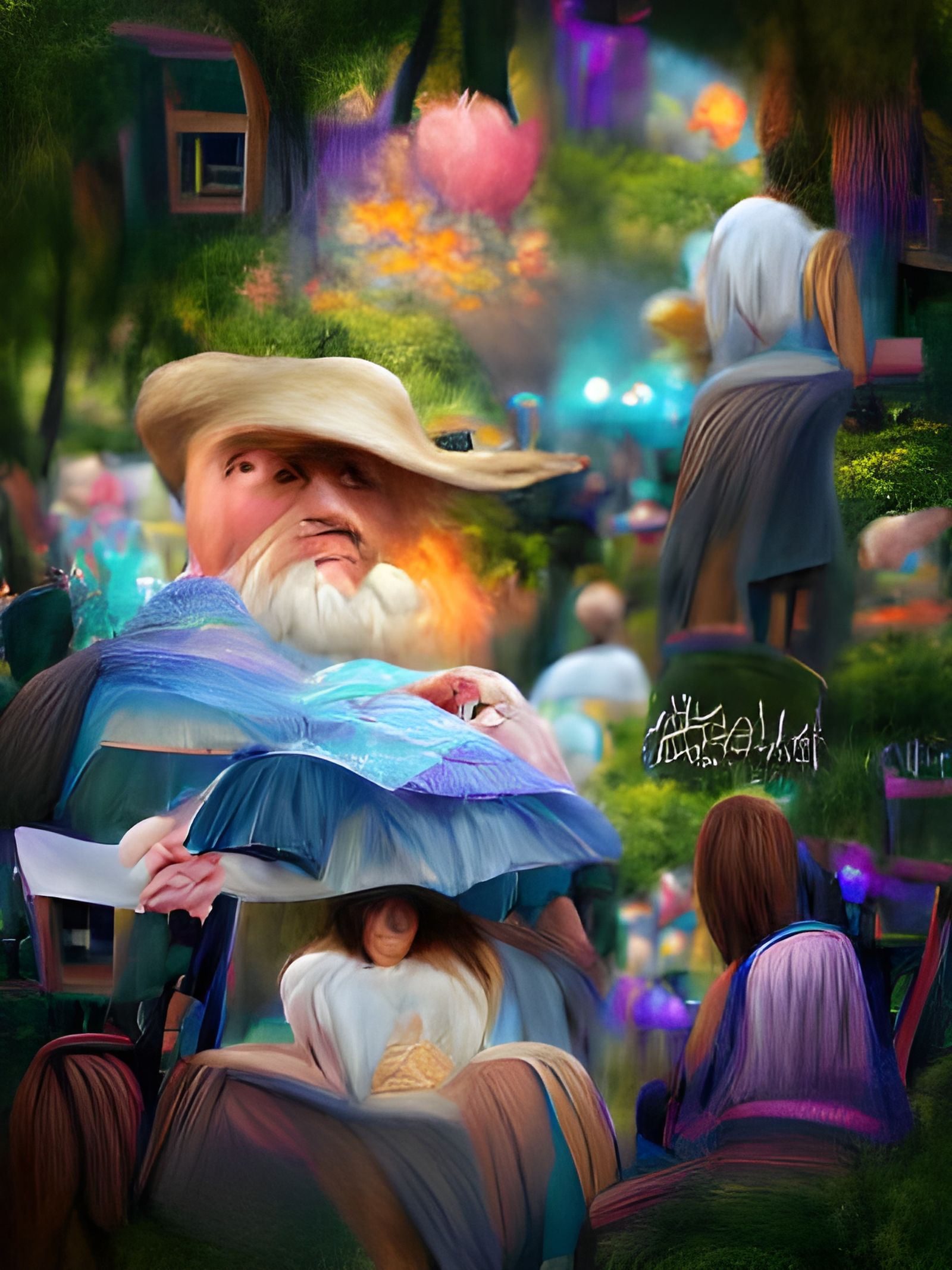 Impressionistic Garden Scene Illustration