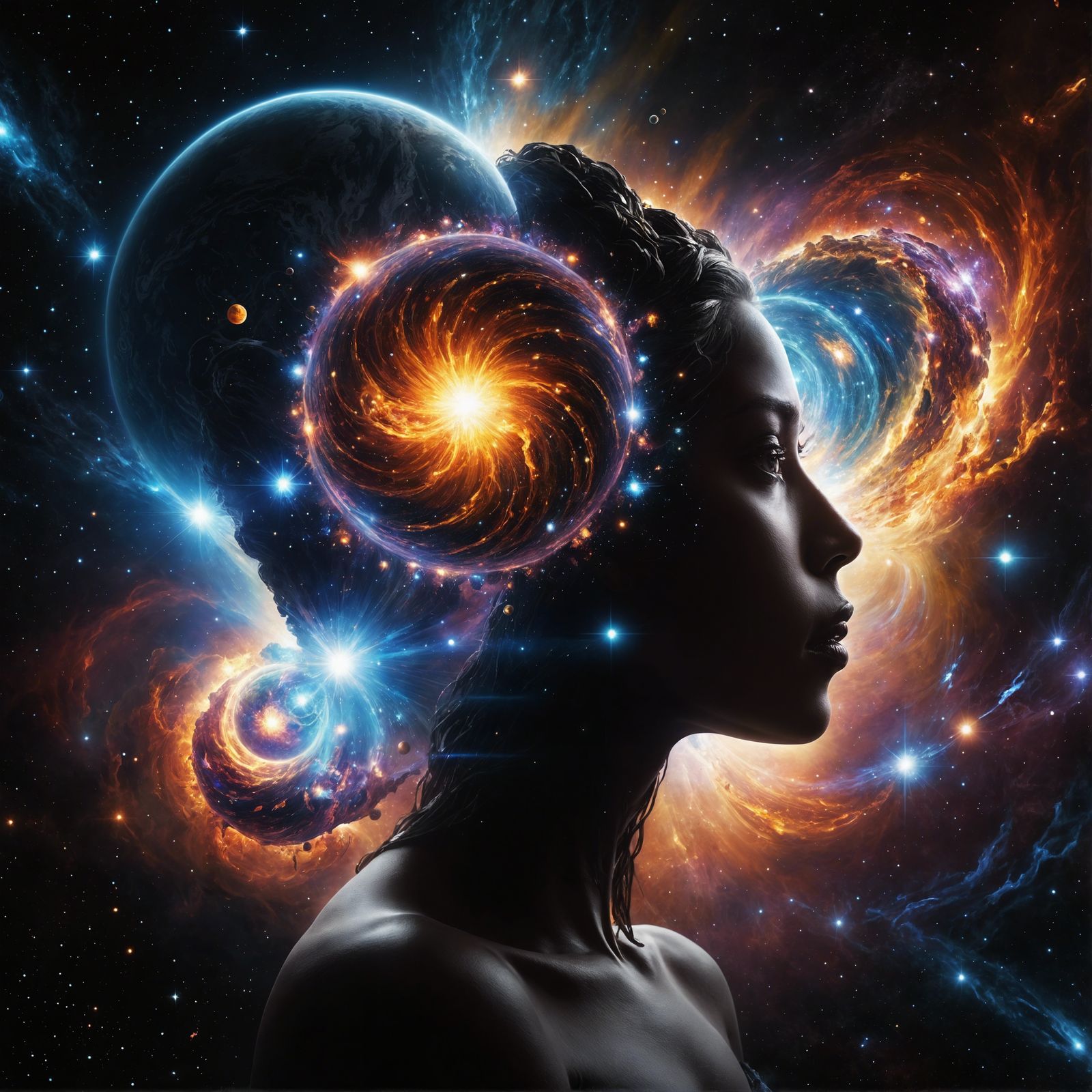 Galactic Birth Inside Woman's Head: A Cosmic Explosion