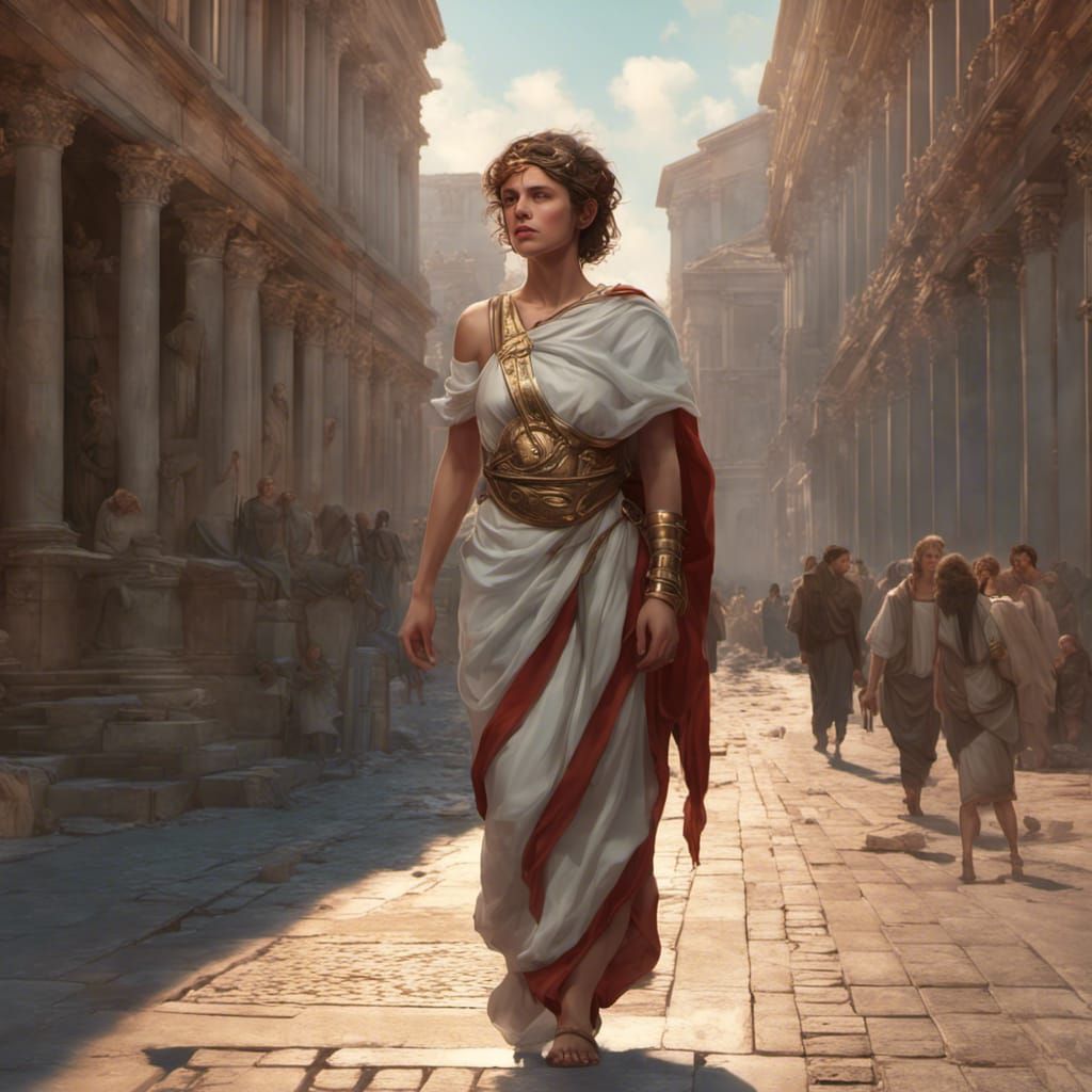 Ancient Roman Woman Doctor in City Street