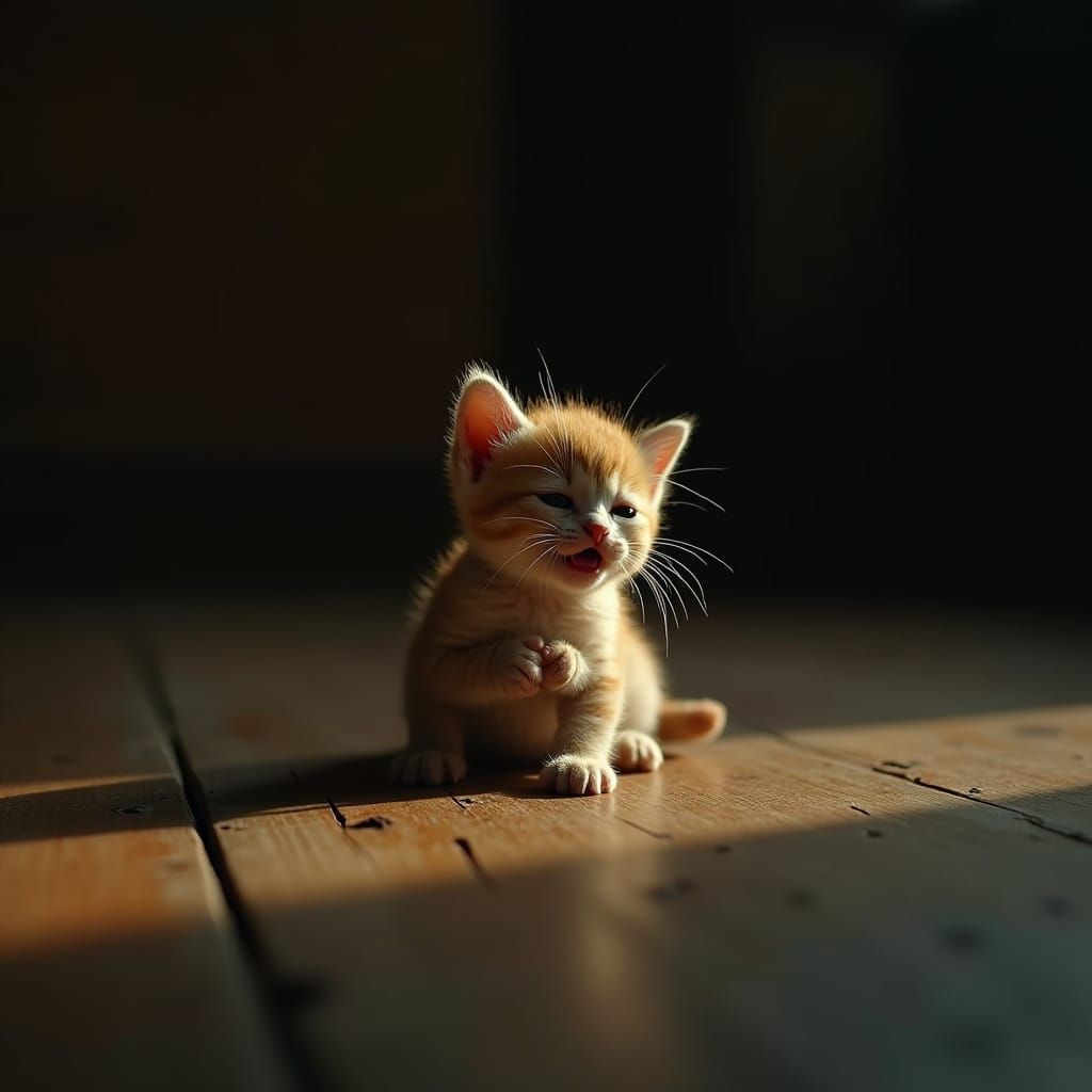 Heartbreaking Kitten in Cinematic Lighting