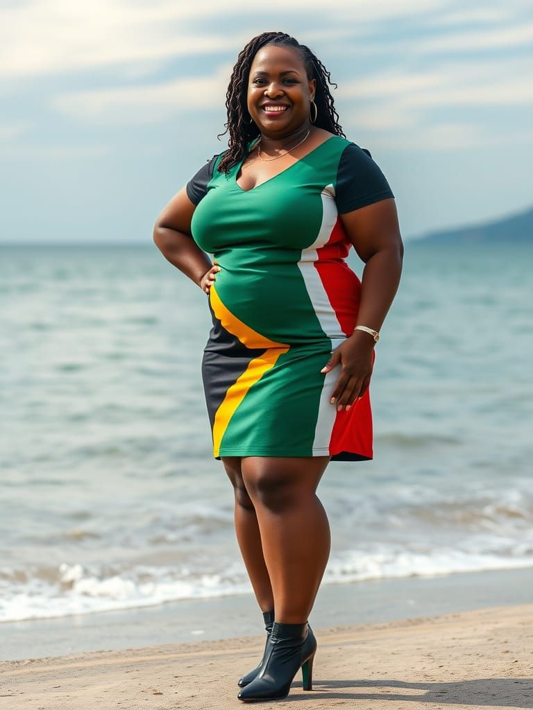 South African Woman with Mischievous Smile by the Sea