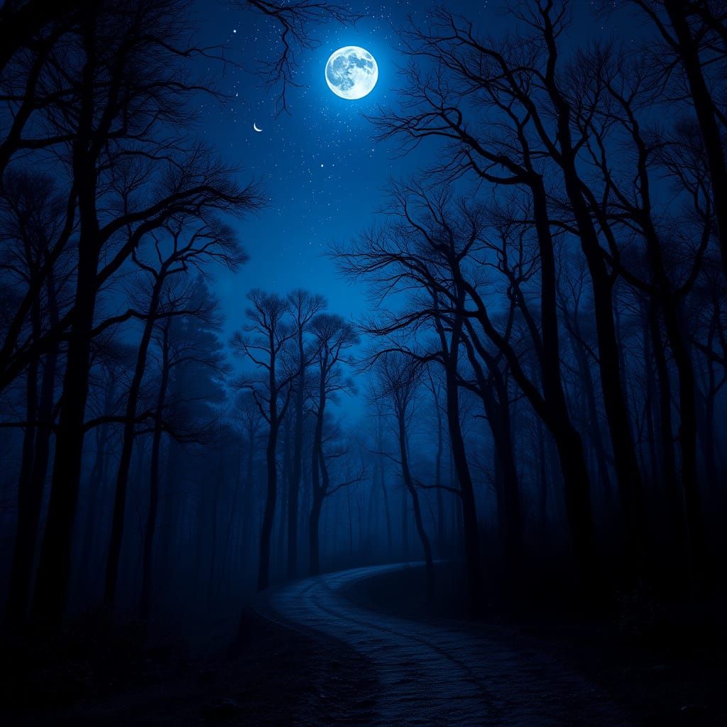 Dark Forest Under the Crescent Moon