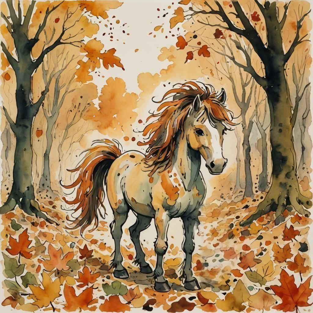 Autumn Pony style of Quentin Blake