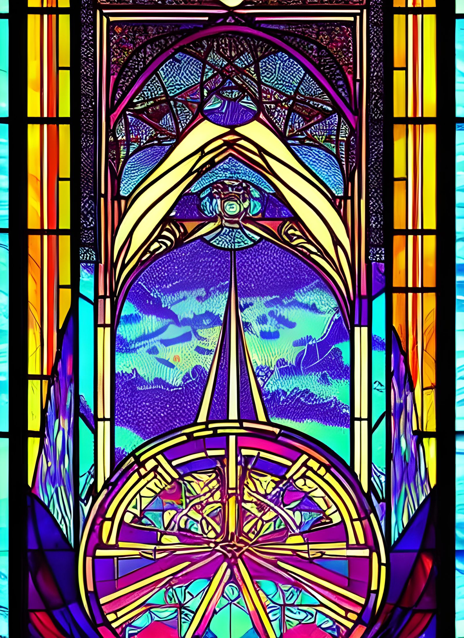 Synthwave Dream: Mandolin Mosque in Geometric Utopia