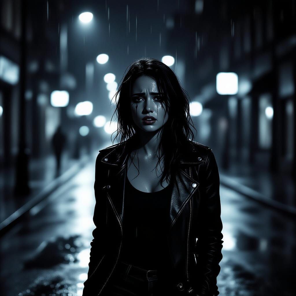 Heartbroken Woman Flees Breakup Down Dark City Street