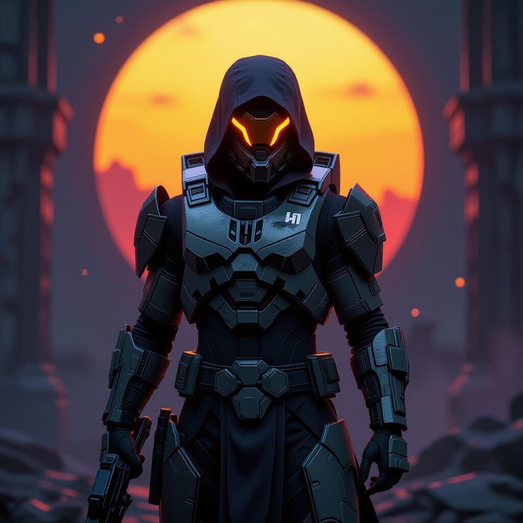 Dark Fantasy Warrior in Ominous Environment