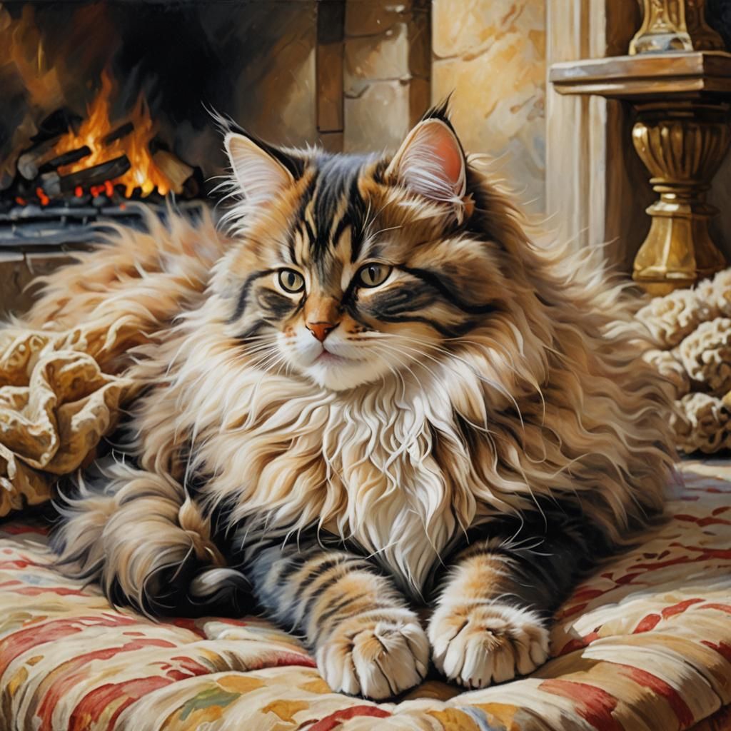 Sleeping Kitten as Impressionist Painting