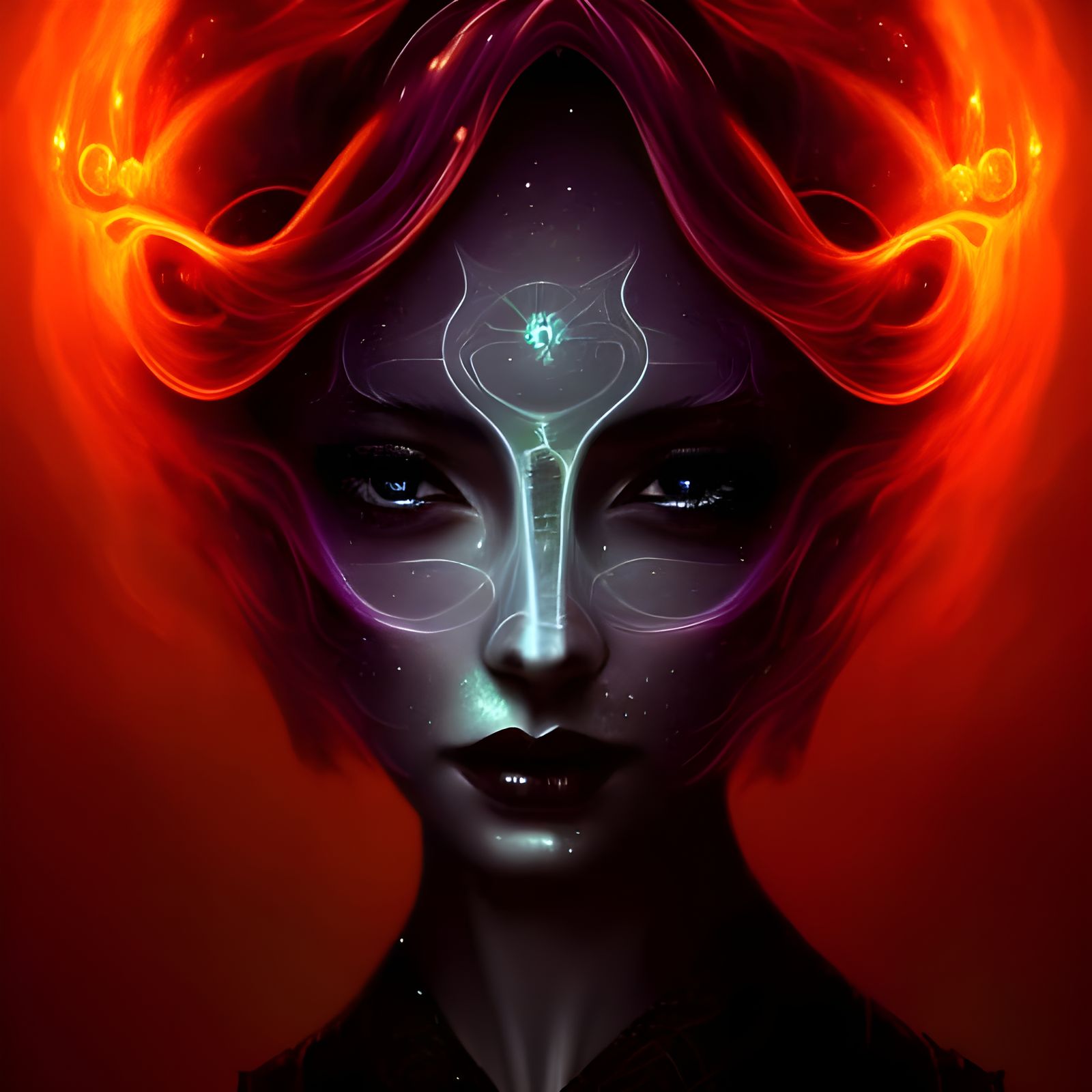 Cosmic Plasma Goddess in Digital Matte Painting