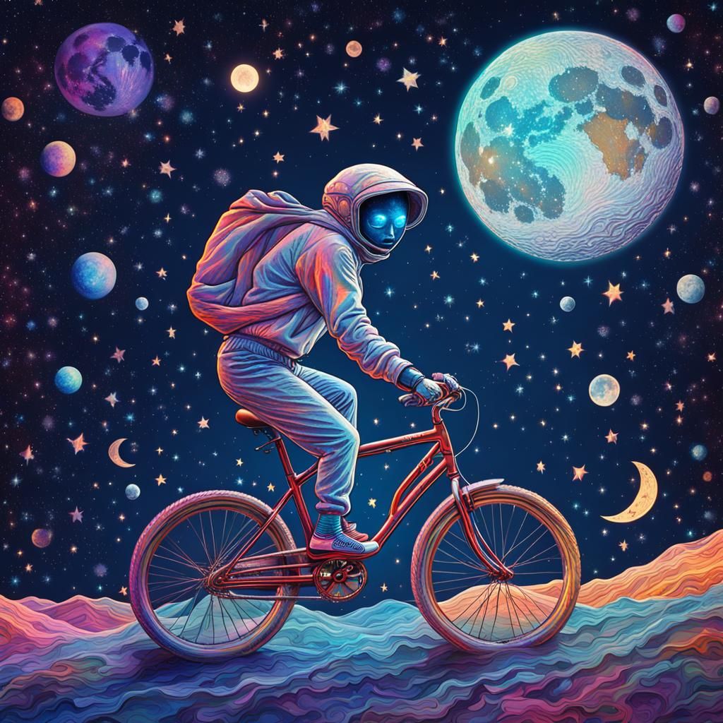 Alien Riding a Bicycle