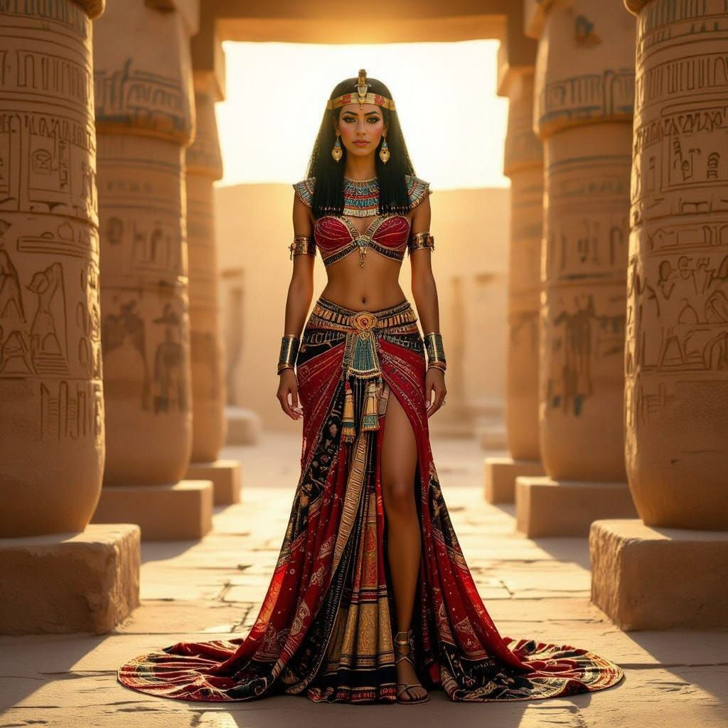 Elegant Mother Goddess Tenenet in Ancient Egyptian Temple