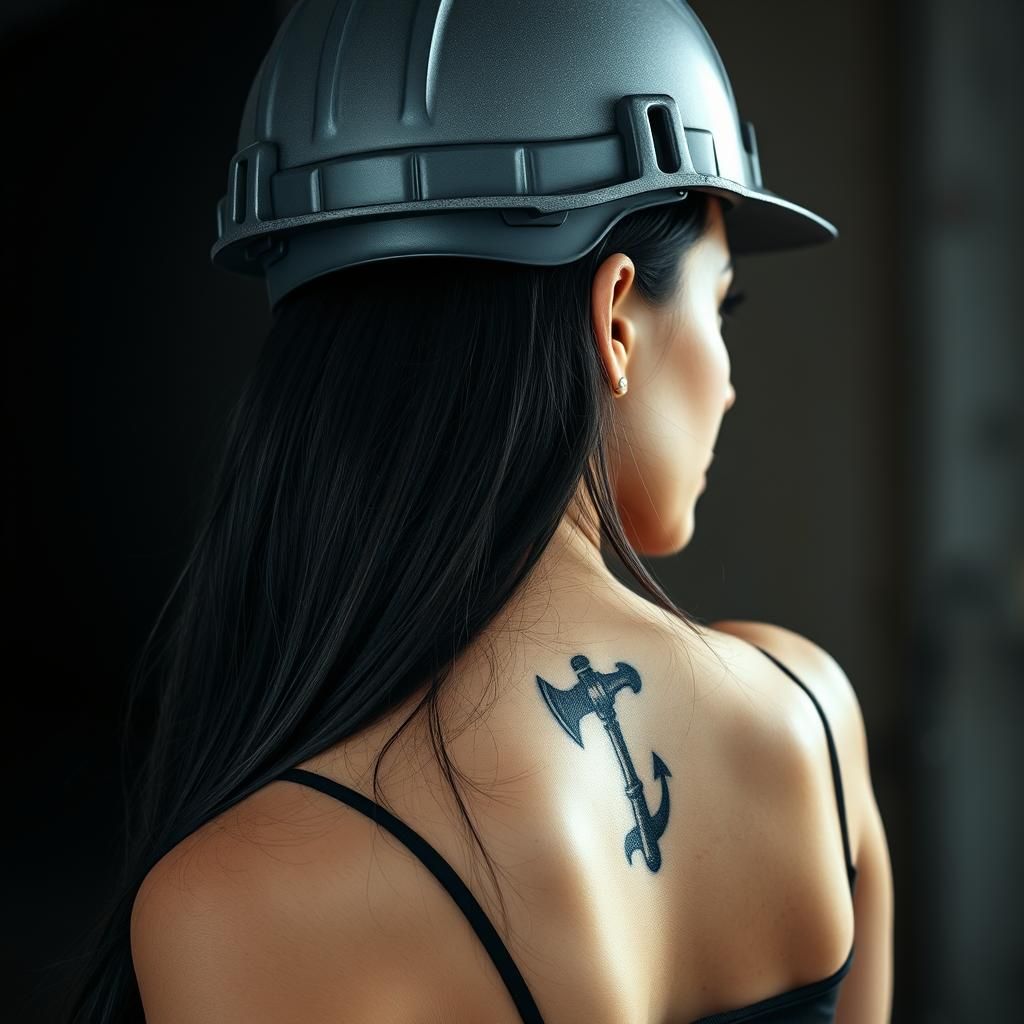 Italian Woman with Mining Tattoo, Studio Portrait