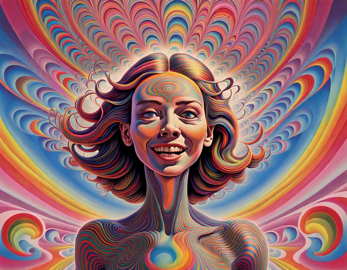 Psychedelic Woman in 1960s Pop Art Style