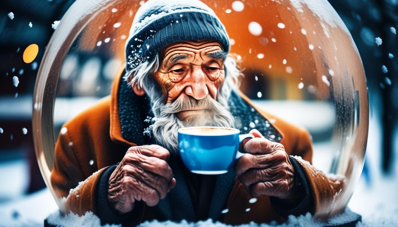Snow Globe Portrait of an Old Man