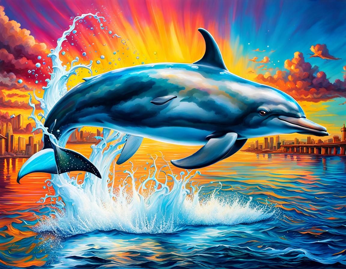 Whistling Dolphin's Farewell in Graffiti Art Style