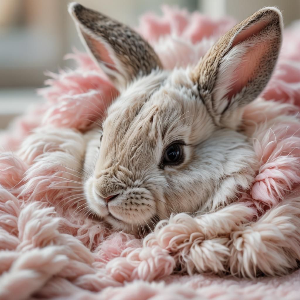 Macro Photo of Cute Rabbit Sleeping Peacefully