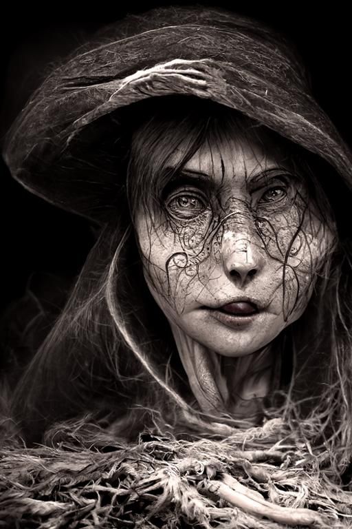 Elden Ring Witch Portrait in German Expressionism