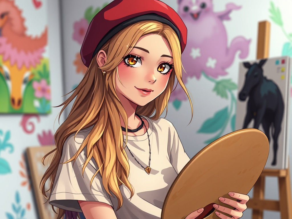 Rebellious French Woman Painting Dreamy Fantasy Art