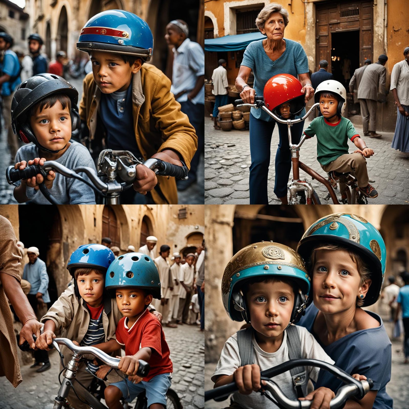 Boy on Bike Portrait with Protective Helmet
