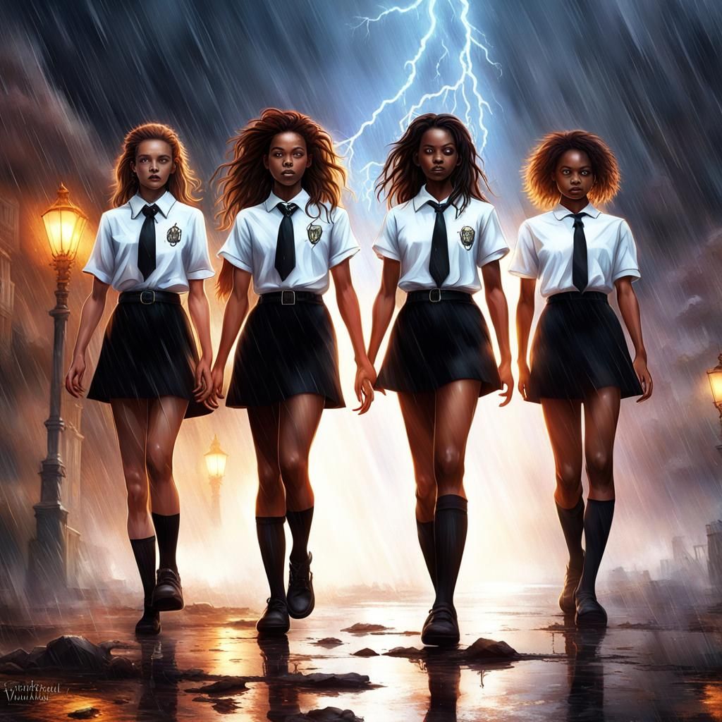 90s Witches in a Rainstorm: Digital Matte Painting