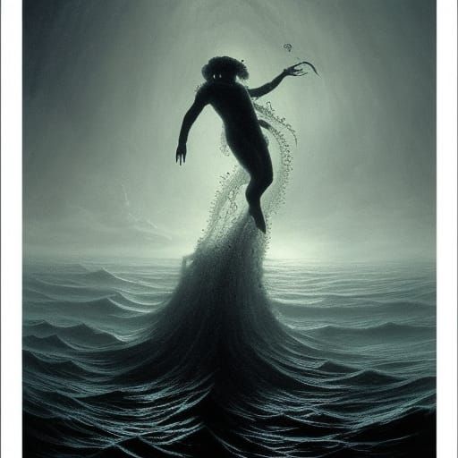 Leviathan Encounter in Dark Ocean Depths