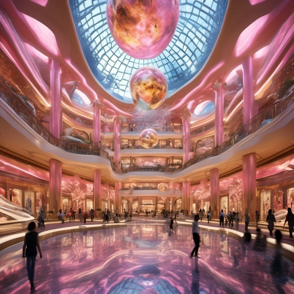 Majestic Thai Mall with Ornate Skylights in 8k