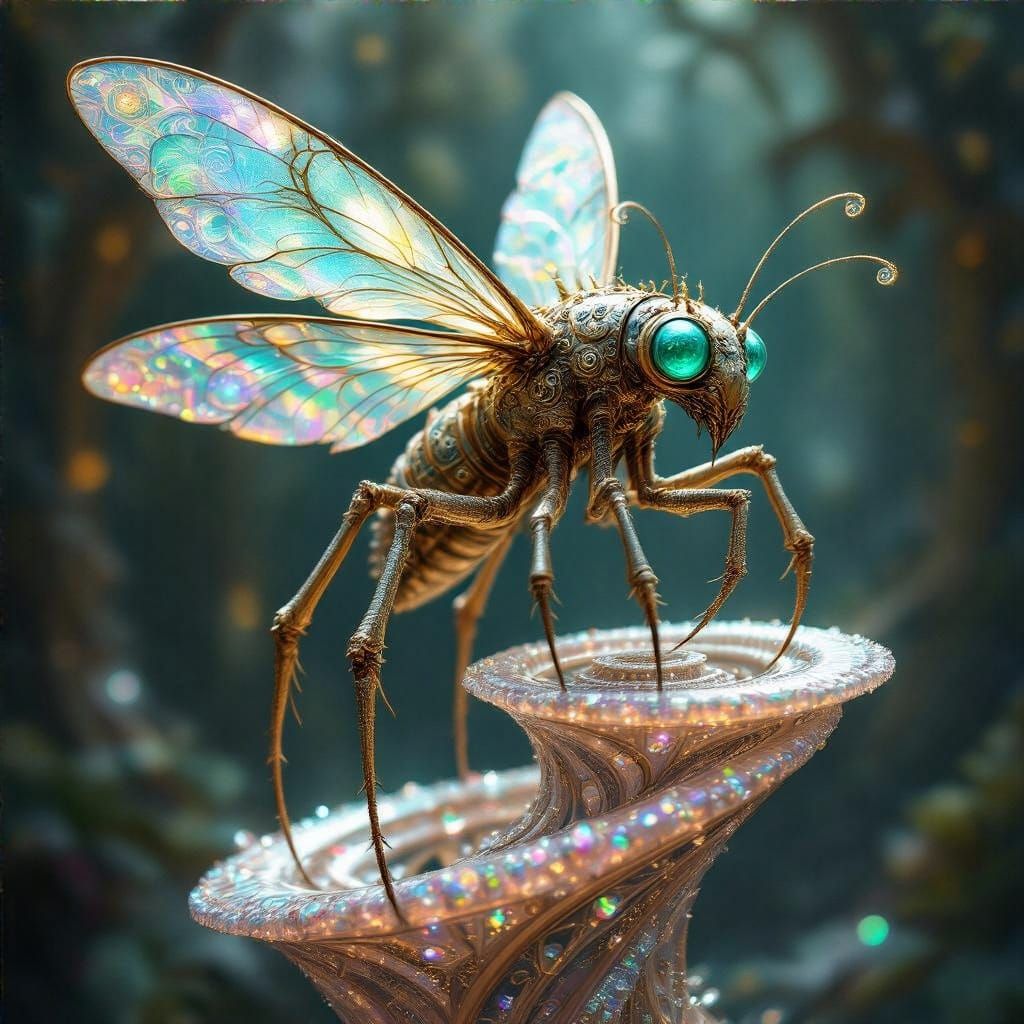 Ethereal Insectoid Being in Opalescent Glory