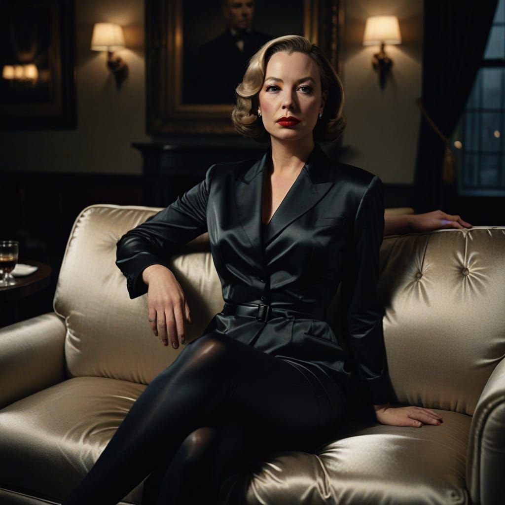 Elegant Film Noir Portrait of a Sultry Blonde Woman