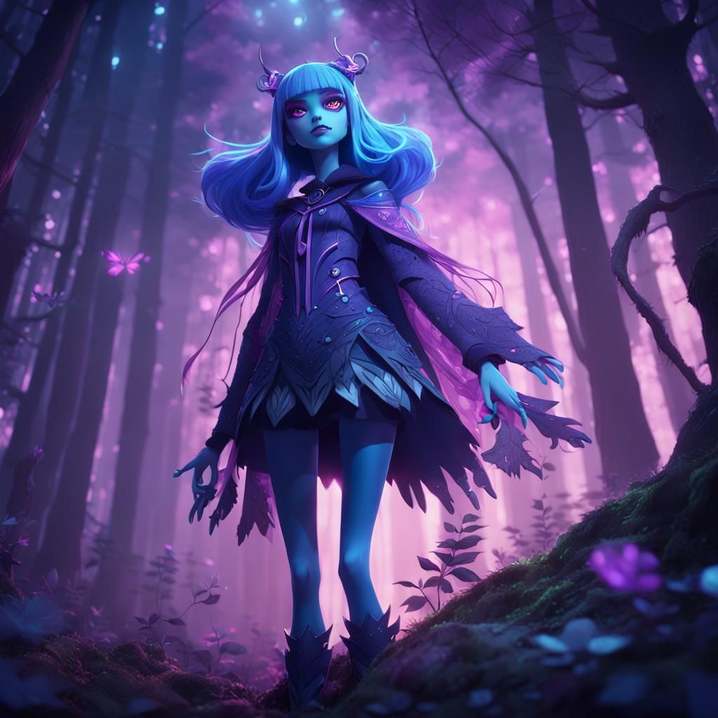 Monster High Character in Mystical Forest, 3D Anime Art