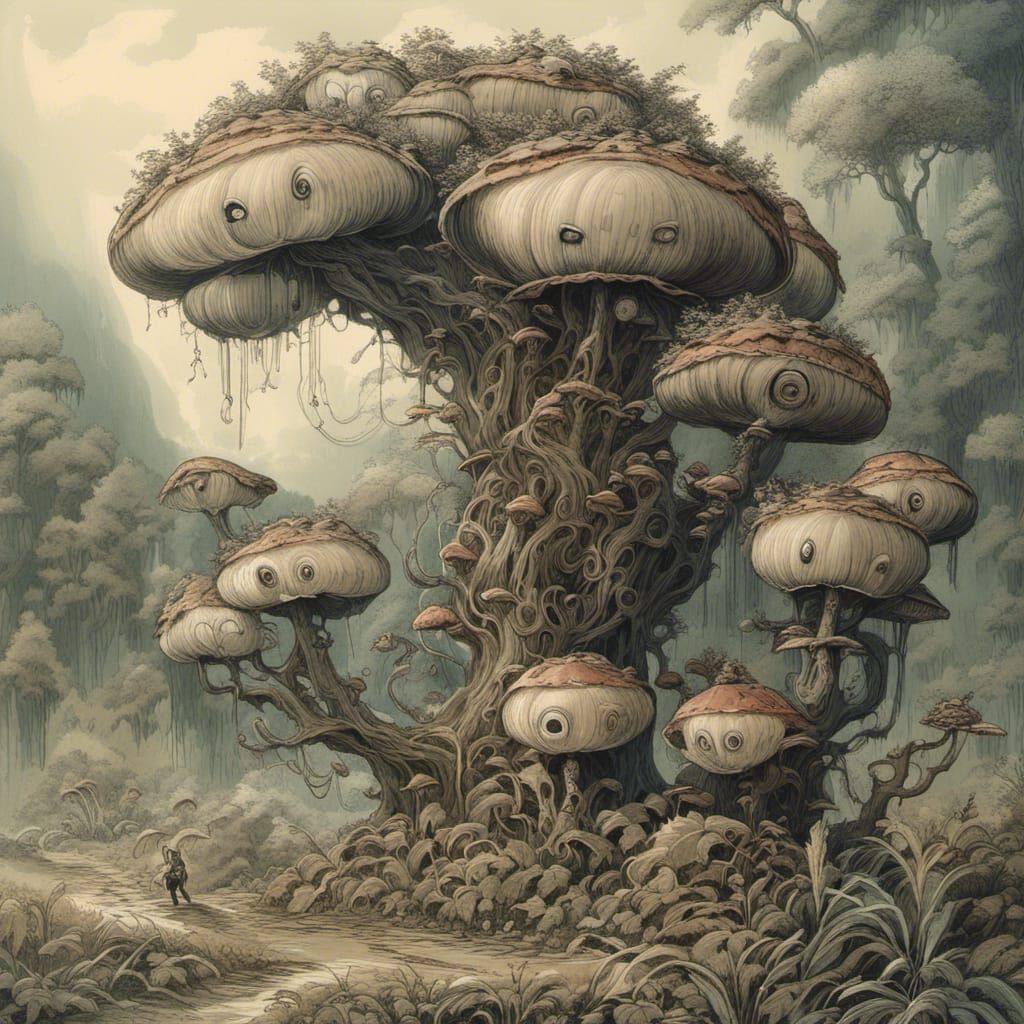 Pixar Mushroom in Romantic Watercolor Style