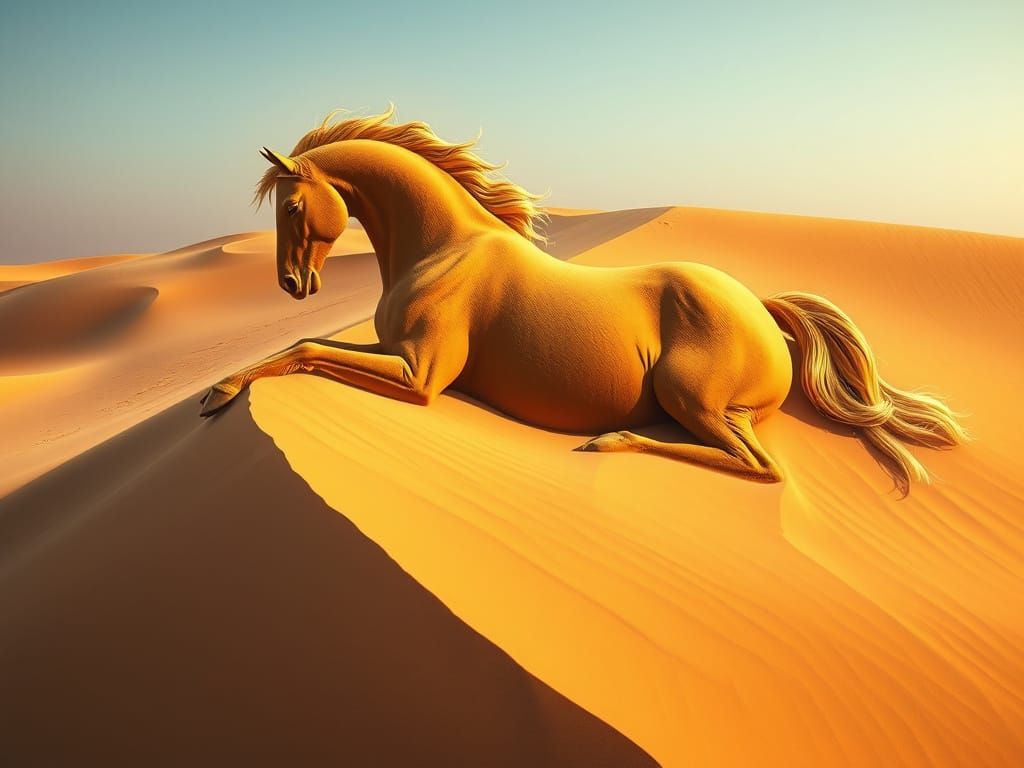 Golden Mane: A Desert Horse Sand Dune